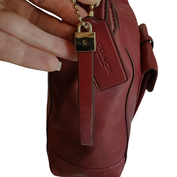 Coach Dark Red Wine Leather Charlie Hobo Purse Bag #57133E - Picture 6 of 11